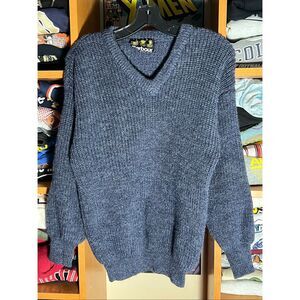 Vintage Barbour Marl Knit Fisherman Wool V Neck Sweater 36